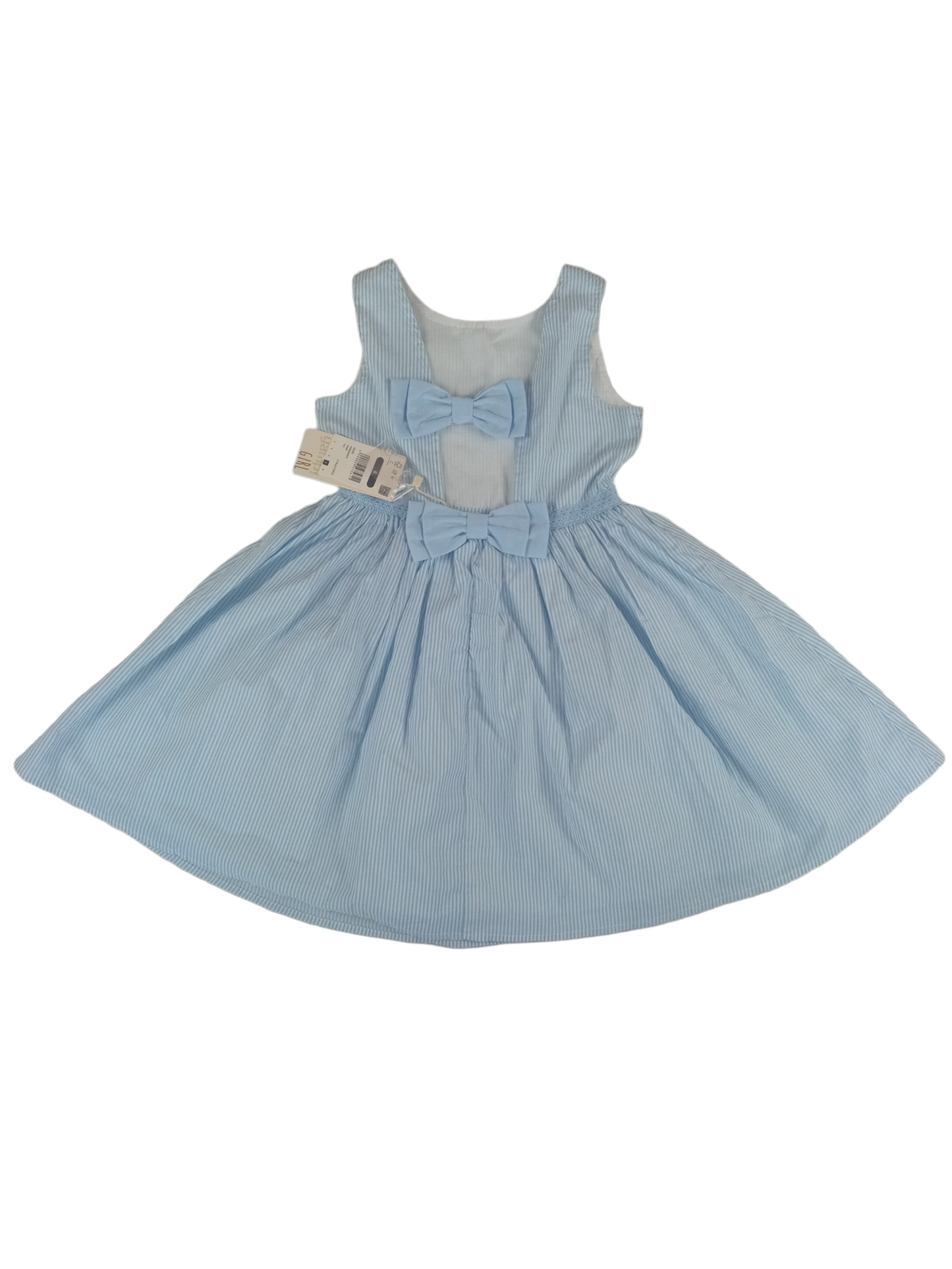 Vestido rayado celeste / Talla 6