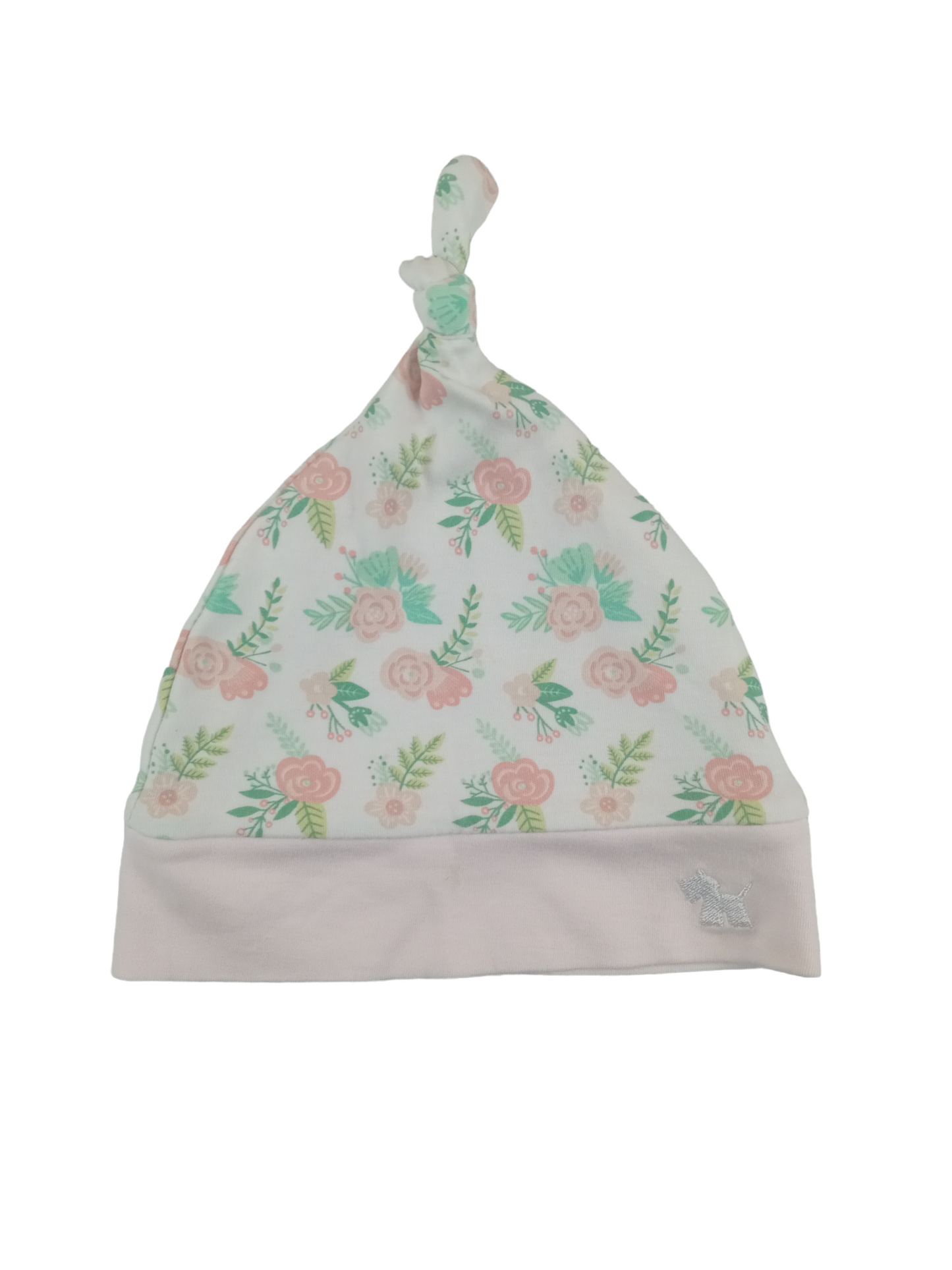 Gorro diseño flores / 0-3 meses
