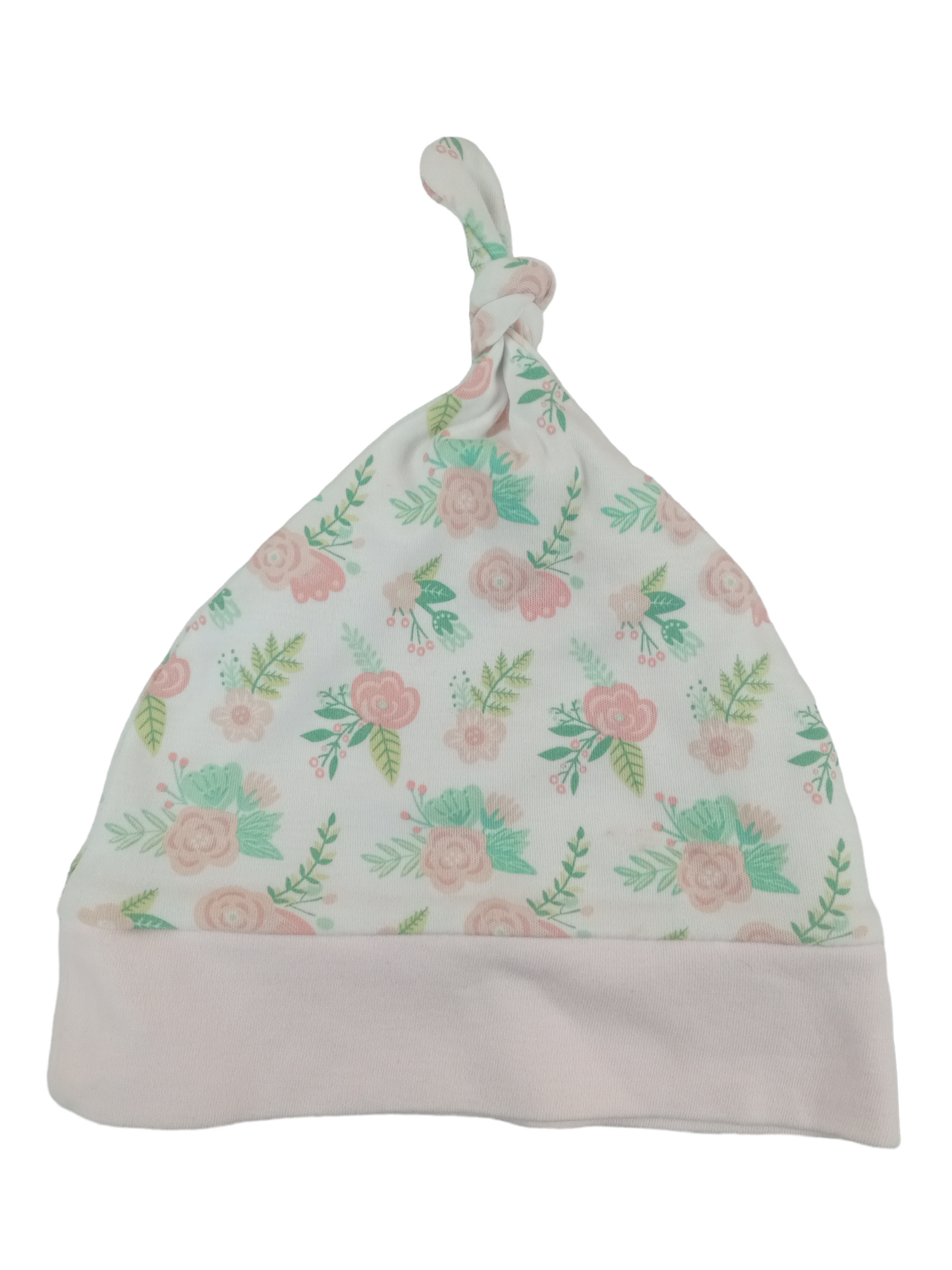Gorro diseño flores / 0-3 meses