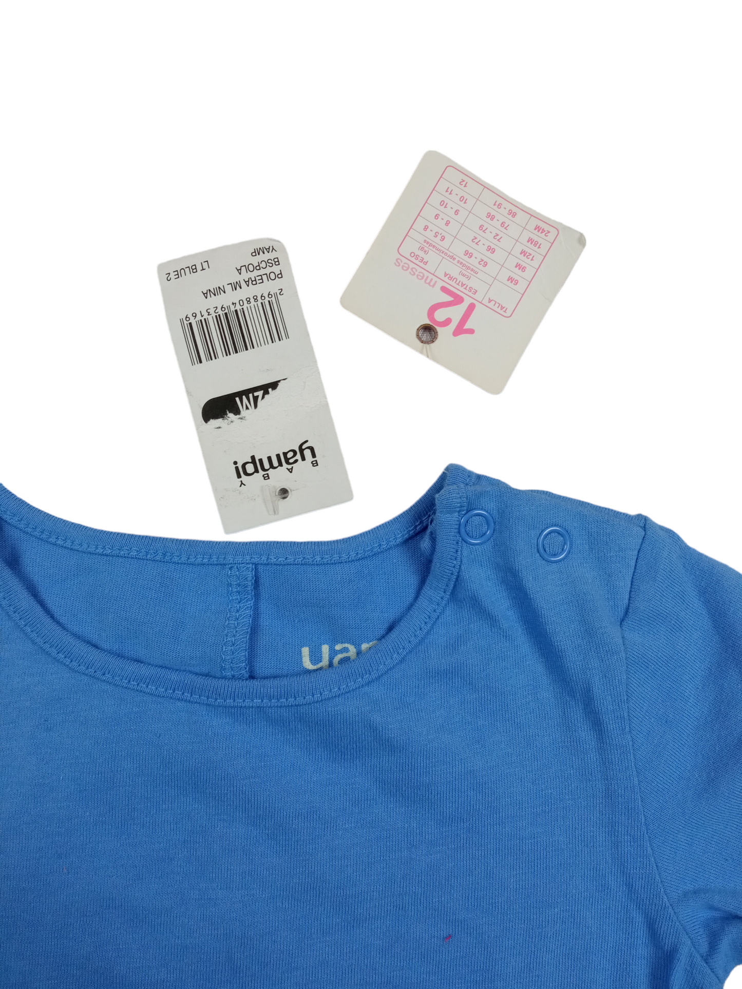 Polera azul manga larga / 12 meses