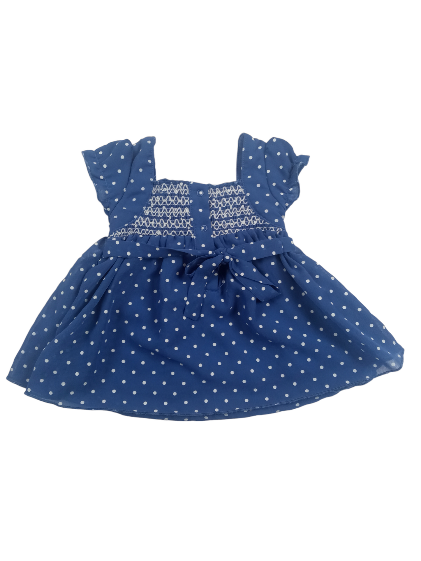 Vestido azul diseño puntos / 6 meses