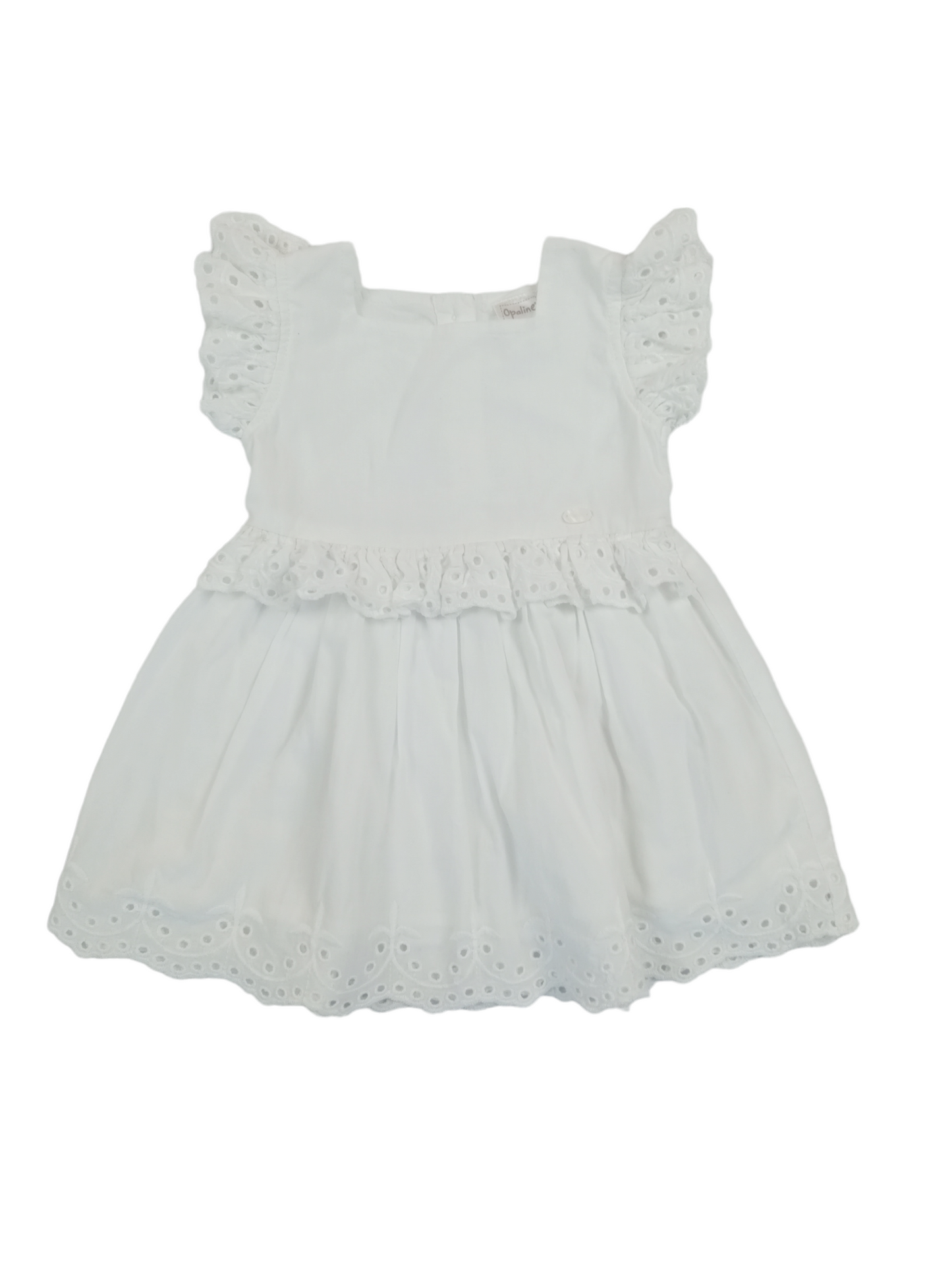 Vestido blanco blondas / 9 meses