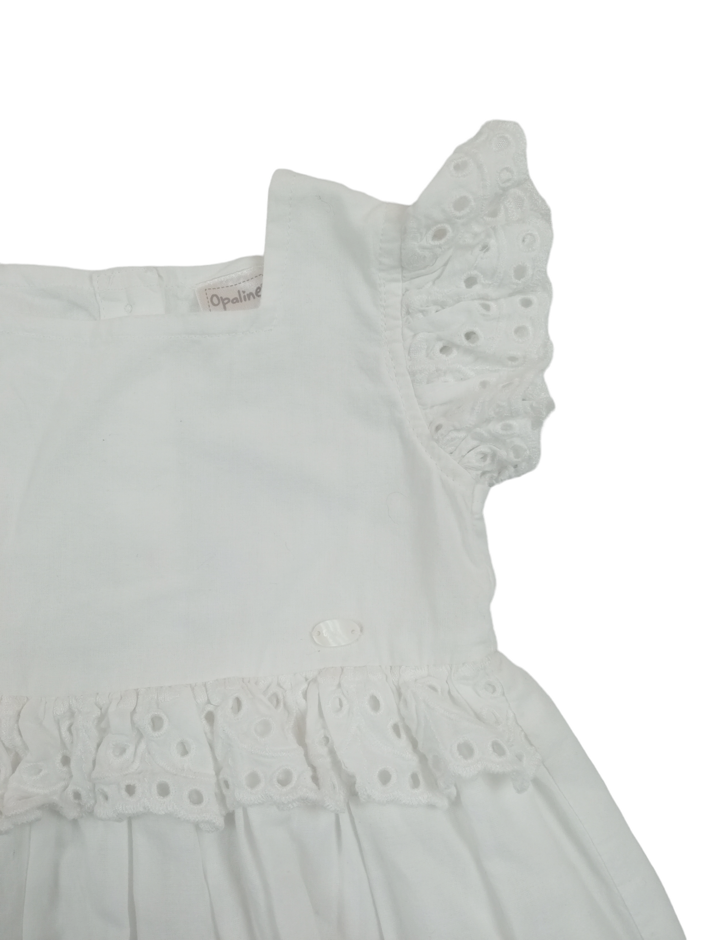 Vestido blanco blondas / 9 meses