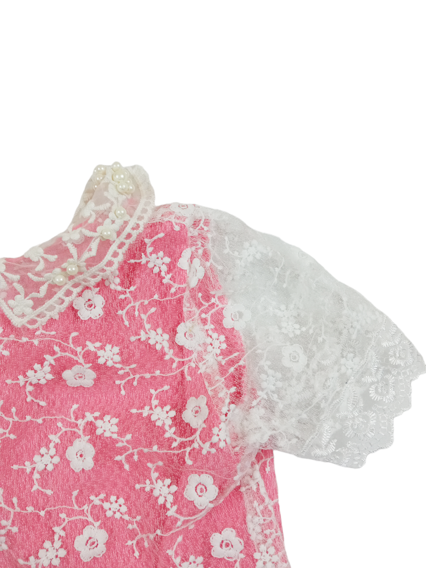 Vestido rosado flores bordadas / Talla 4