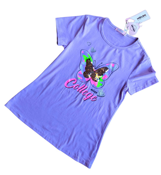 Polera lila mariposa / 12 años