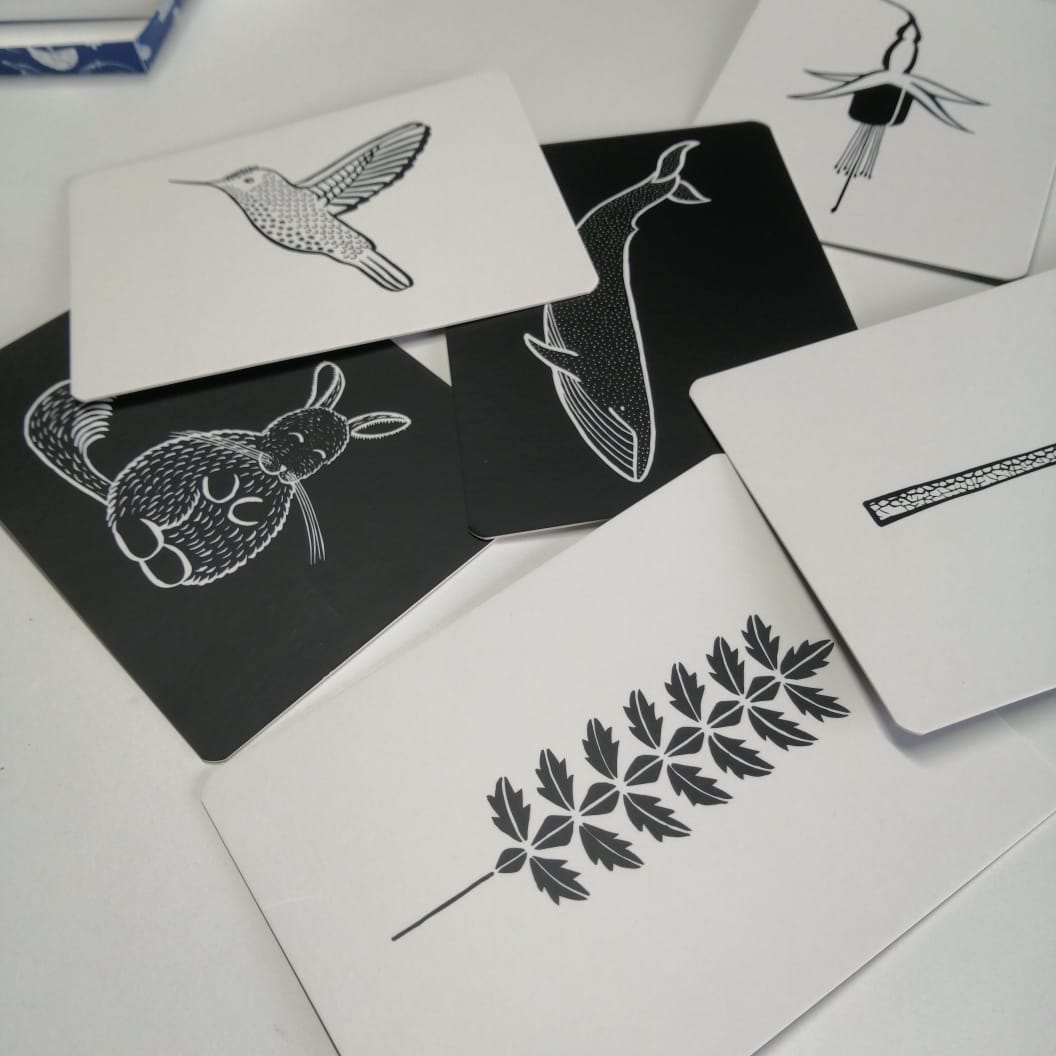Tarjetas Ilustrativas de alto contraste Voqui