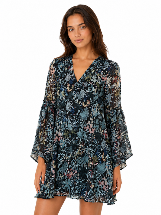 Vestido floreado manga campana / Talla S