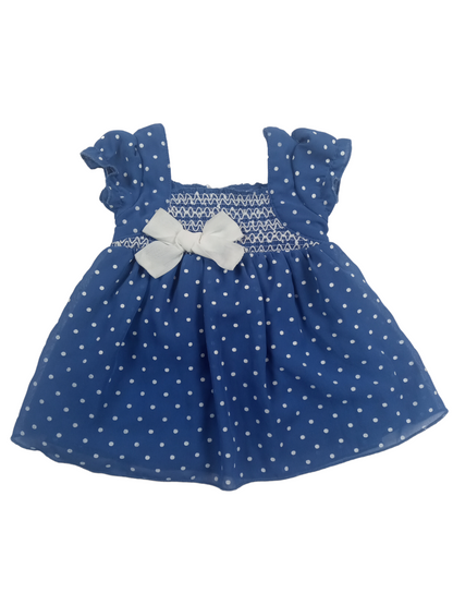 Vestido azul diseño puntos / 6 meses