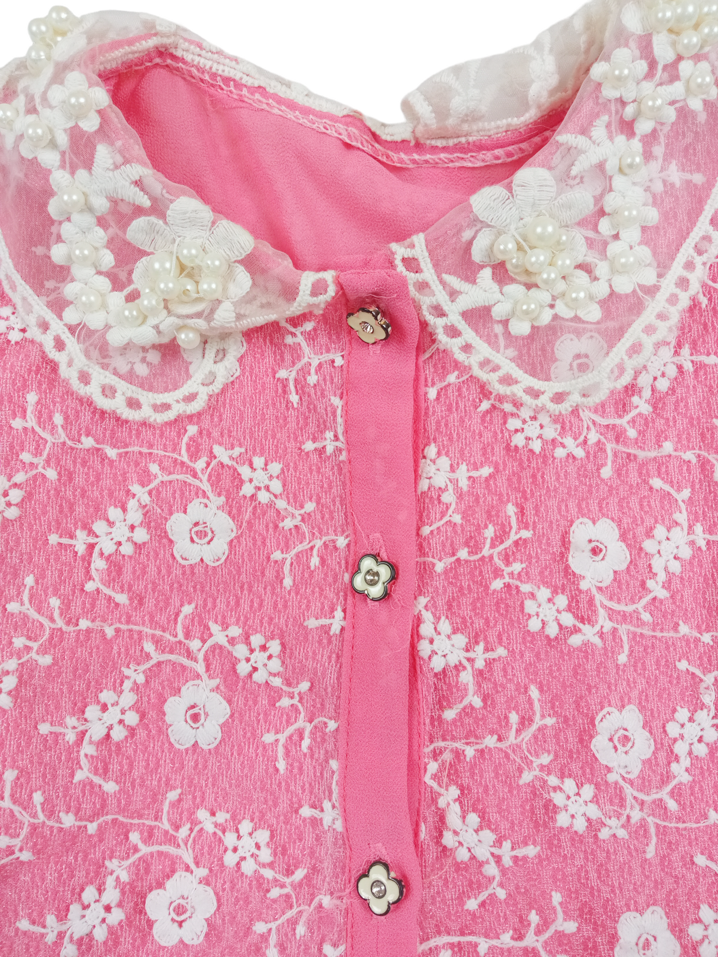 Vestido rosado flores bordadas / Talla 4