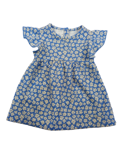 Vestido celeste floreado / 9-12 meses