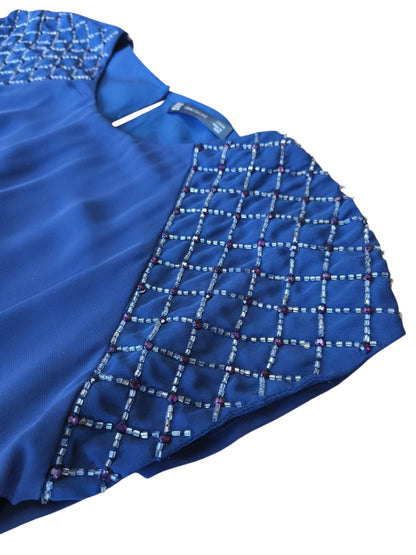 Vestido azul con detalles bordados - Talla M