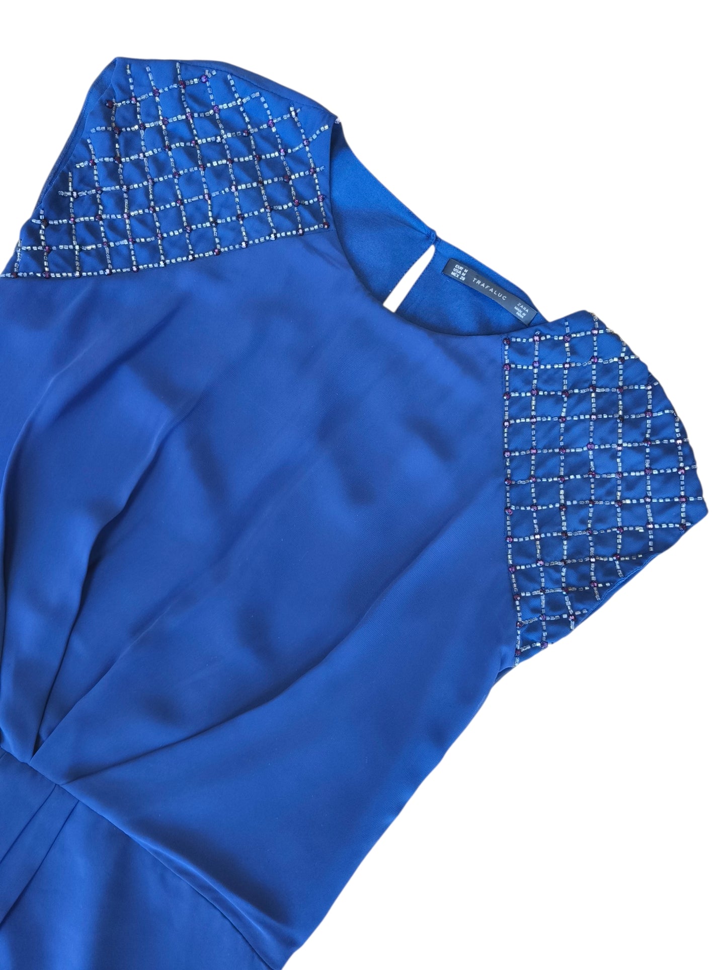 Vestido azul con detalles bordados - Talla M