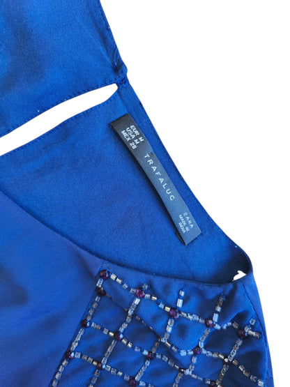 Vestido azul con detalles bordados - Talla M