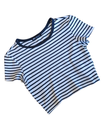 Polera Cropped Rayada Marinera / Talla S