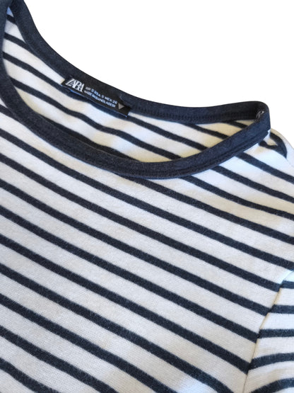 Polera Cropped Rayada Marinera / Talla S