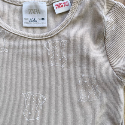 Body canalé con estampado / 9-12 meses