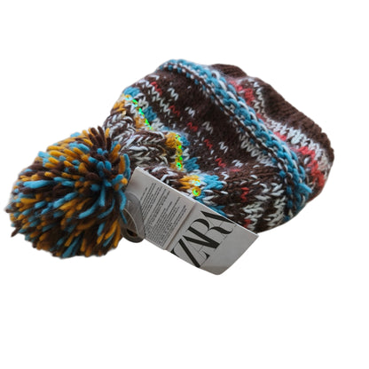 Gorro tejido con pompón multicolor - Zara Kids