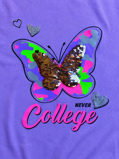 Polera lila mariposa / 12 años
