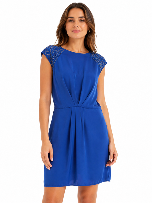 Vestido azul con detalles bordados - Talla M