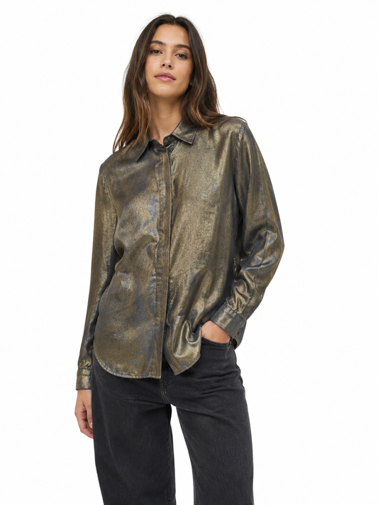 Blusa metalizada efecto bronce / Talla M