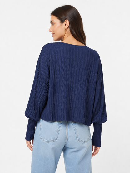 Blusa plisada de manga voluminosa / Talla M