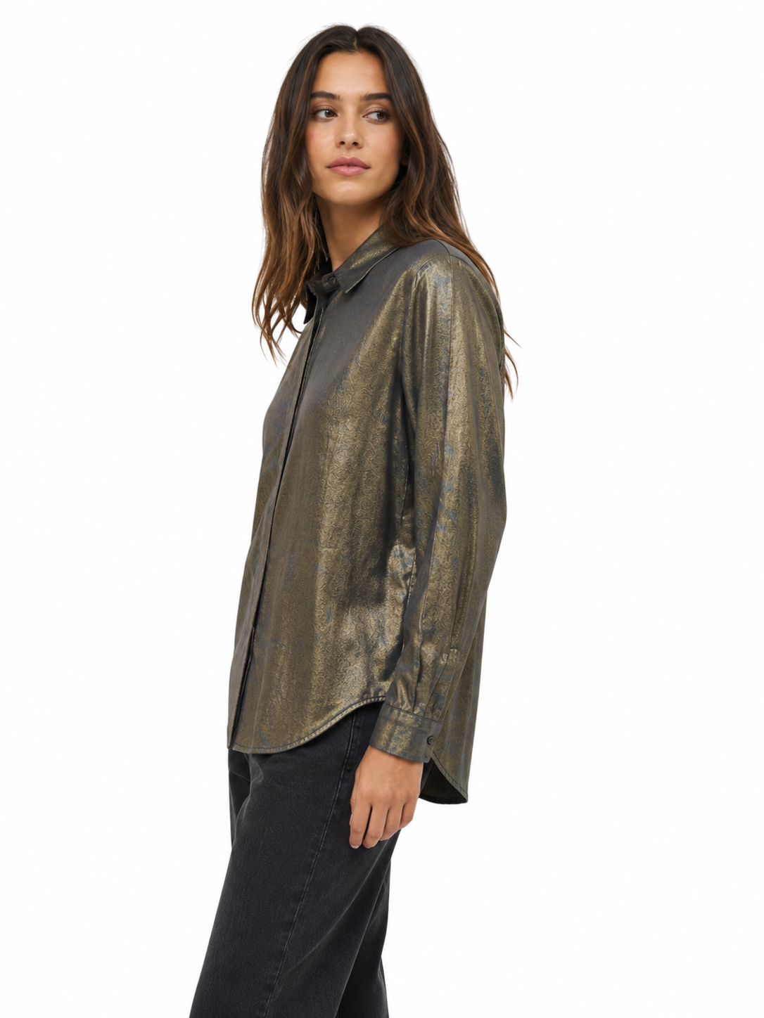 Blusa metalizada efecto bronce / Talla M