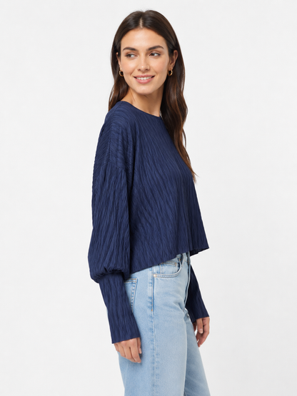 Blusa plisada de manga voluminosa / Talla M