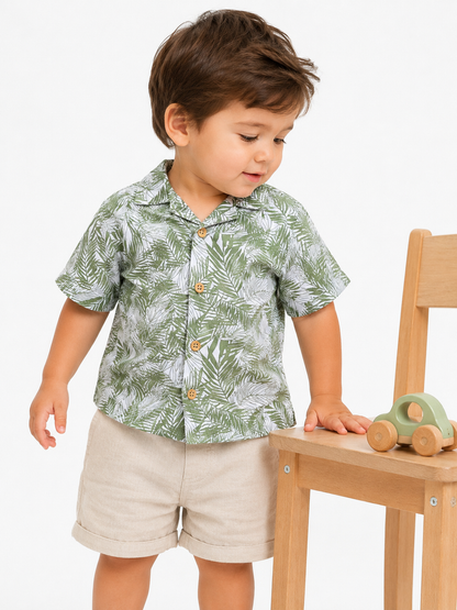 Camisa estampada tropical / 18-24 meses