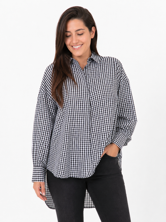 Blusa larga ingham oversize /Talla XS
