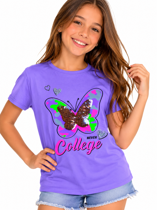Polera lila mariposa / 12 años