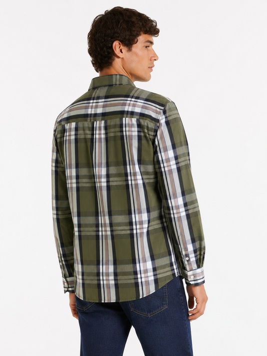 Camisa cuadrillé oliva / Talla S