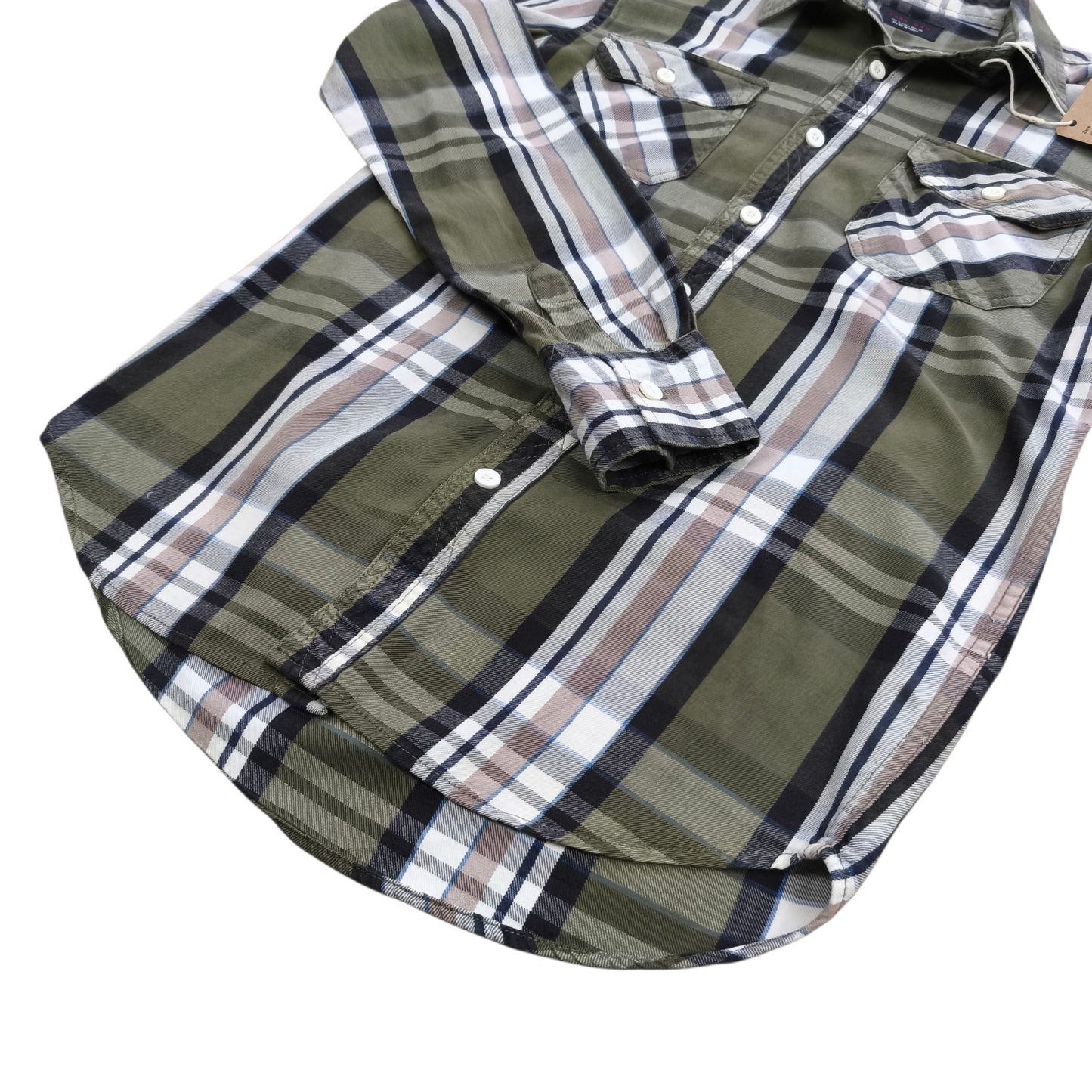 Camisa cuadrillé oliva / Talla S