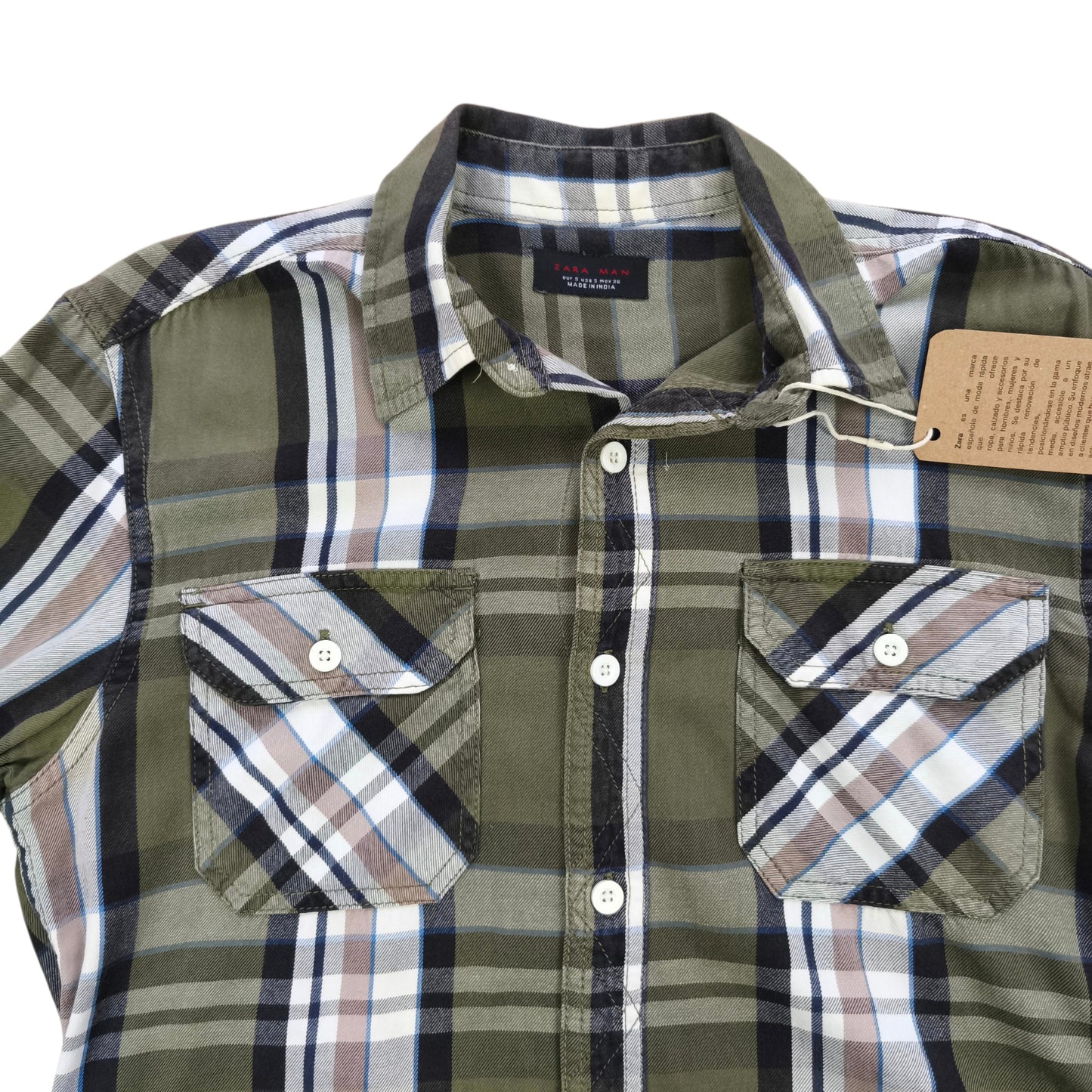Camisa cuadrillé oliva / Talla S