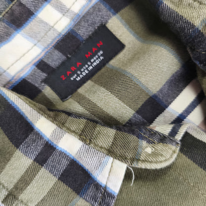 Camisa cuadrillé oliva / Talla S